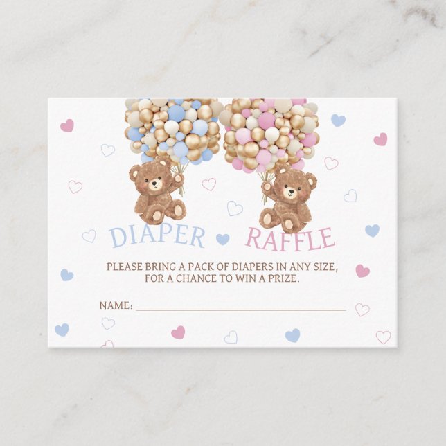 Carte D'accompagnement Tirage au sort de couche rose bleu ours (Devant)