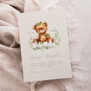 Carte D'accompagnement Tirage au sort de couches avec ourson mignon et ve