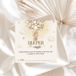 Carte D'accompagnement Tirage au sort de couches Ballons dorés Beige Ours