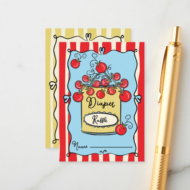 Carte D'accompagnement Tirage au sort de couches Bébé avec Tomates Cerise (Devant/Arrière en situation)