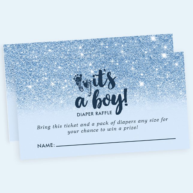 Carte D'accompagnement Tirage au sort de couches bébé bleu clair pailleté (Créateur téléchargé)