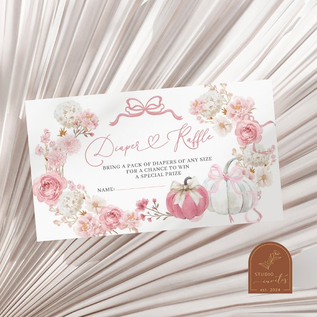 Carte D'accompagnement Tirage au sort de couches Bébé Citrouille Rose et  (Créateur téléchargé)
