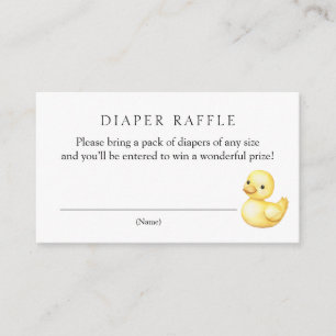 Carte D'accompagnement Tirage au sort de couches Canard Jaune Baby Shower