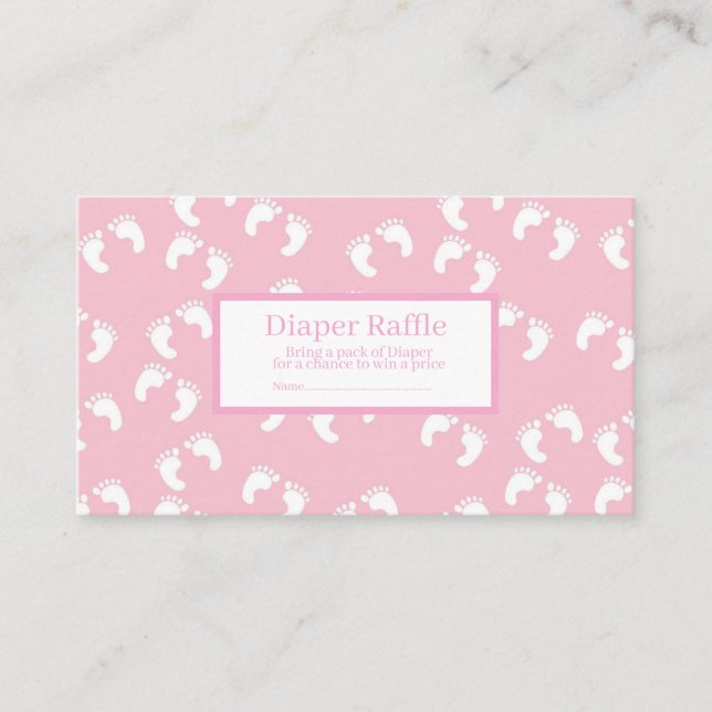 Carte D'accompagnement Tirage au sort de couches Empreintes de bébé rose  (Devant)