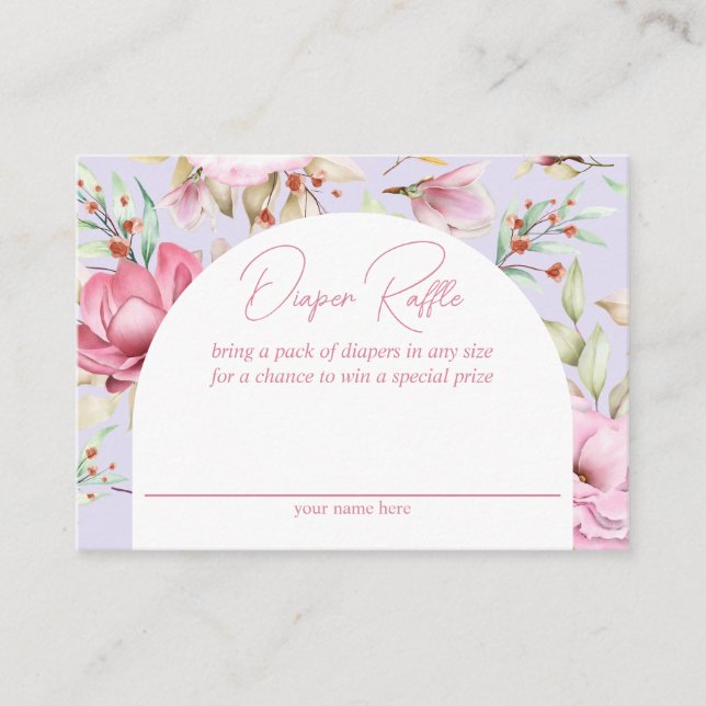 Carte D'accompagnement Tirage au sort de couches florales roses et lavand (Devant)