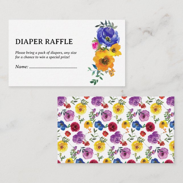 Carte D'accompagnement Tirage au sort de couches florales vives et audaci (Devant / Derrière)