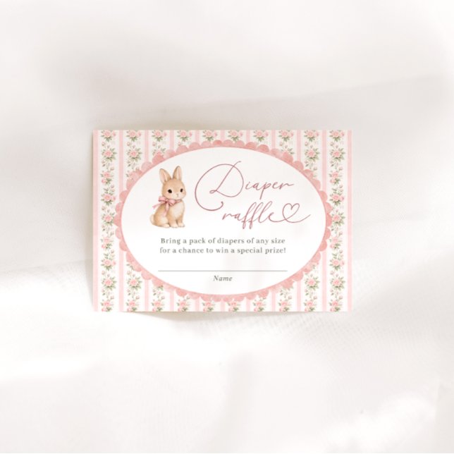 Carte D'accompagnement Tirage au sort de couches Lapin Floral Rose (Créateur téléchargé)