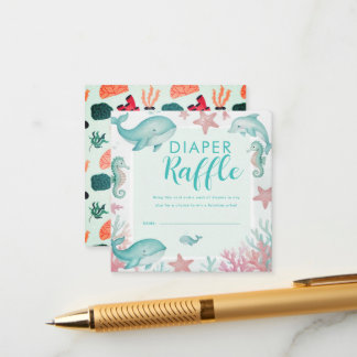 Carte D'accompagnement Tirage au sort de couches océan aquarelle mignon s