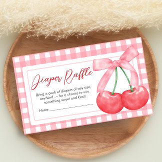 Carte D'accompagnement Tirage au sort de couches pour Baby Shower Cerise 