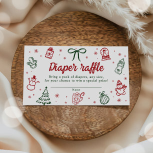 Carte D'accompagnement Tirage au sort de couches pour Baby Shower de Noël