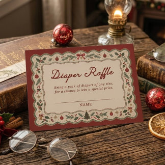Carte D'accompagnement Tirage au sort de couches pour Baby Shower de Noël