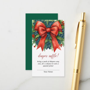 Carte D'accompagnement Tirage au sort de couches pour Baby Shower de Noël