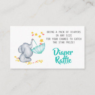 Carte D'accompagnement Tirage au sort de couches pour Baby Shower Éléphan