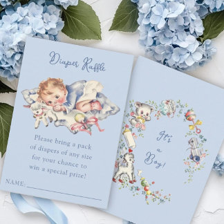 Carte D'accompagnement Tirage au sort de couches pour Baby Shower garçon