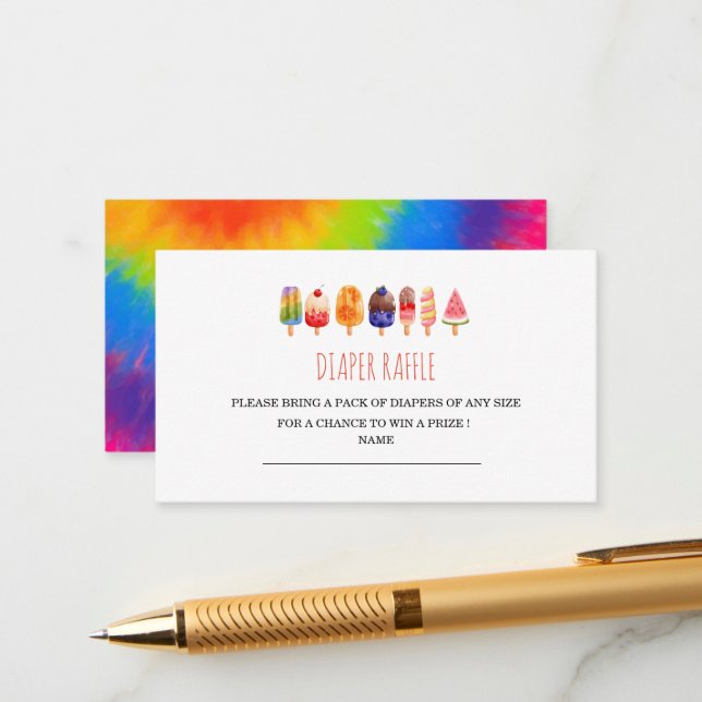 Carte D'accompagnement Tirage au sort de couches pour baby shower glace P (Devant/Arrière en situation)