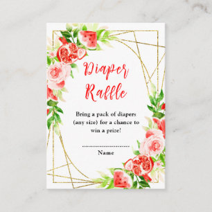 Carte D'accompagnement Tirage au sort de couches pour Baby Shower Pastèqu