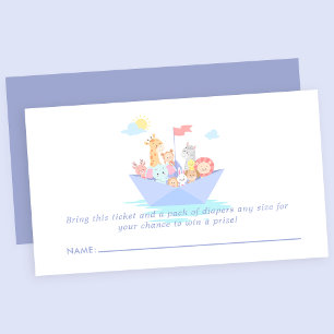 Carte D'accompagnement Tirage au sort de couches pour bébé shower Noé's A