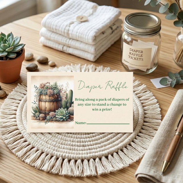 Carte D'accompagnement Tirage au sort de couches Rustique Succulentes & C (Créateur téléchargé)
