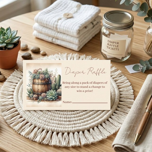 Carte D'accompagnement Tirage au sort de couches Rustique Succulentes & C (Créateur téléchargé)