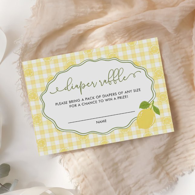 Carte D'accompagnement Tirage au sort de couches thème gingham citron agr (Créateur téléchargé)