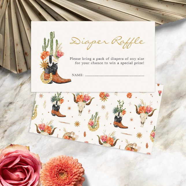 Carte D'accompagnement Tirage au sort de la couche occidentale (Rustic Western Diaper Raffle Enclosure Card by Painted Paperie
)