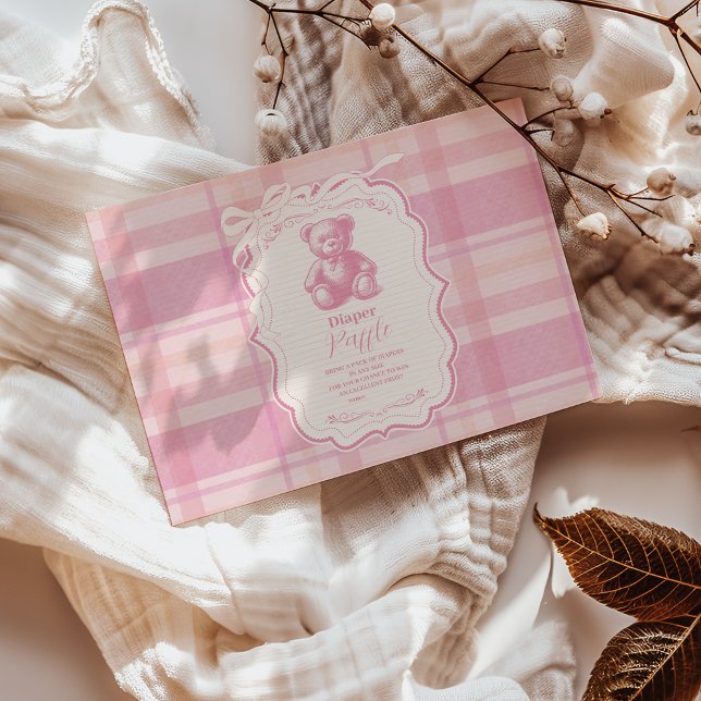 Carte D'accompagnement Tirage au sort de la couche Teddy Gingham Coquette (Créateur téléchargé)