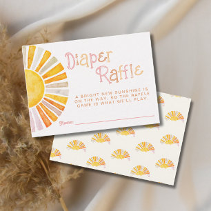 Carte D'accompagnement Tirage au sort des couches Baby Shower Boho Sunshi