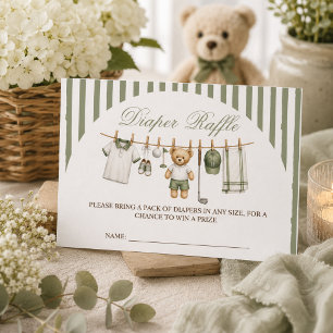 Carte D'accompagnement Tirage au sort des couches pour Baby Shower Ours d