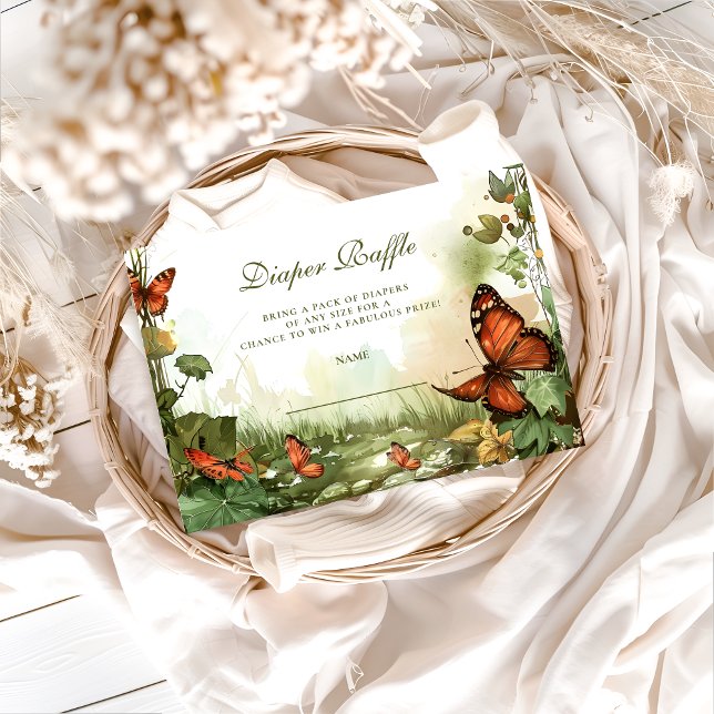 Carte D'accompagnement Tirage au sort Fleurs Papillon Couches (Créateur téléchargé)