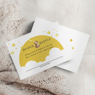 Carte D'accompagnement Tirage au sort Ourson Fille Lune Jaune Couche
