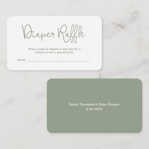 Carte D'accompagnement Tirage aux couches vert et blanc pour Baby Shower 