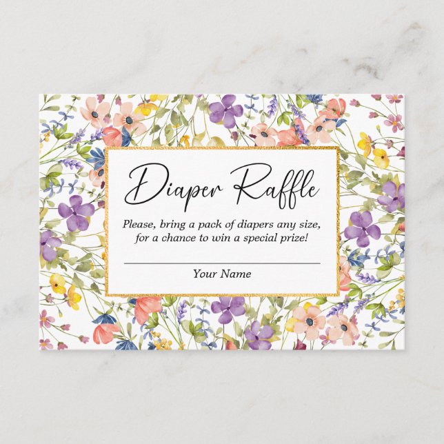 Carte D'accompagnement Tirage de couche Baby Shower Prairie de fleurs sau (Devant)