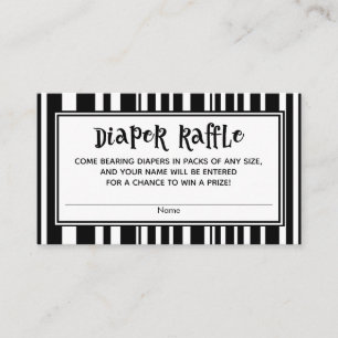 Carte D'accompagnement Tirage de couche Baby Shower rayures noires et bla