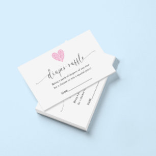 Carte D'accompagnement Tirage de couche bébé avec cœur rose Baby Shower