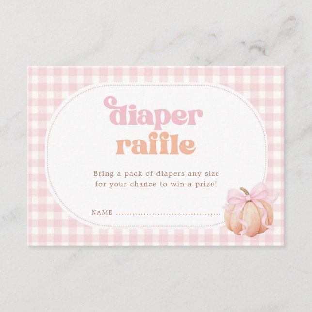Carte D'accompagnement Tirage de couche bébé fille Citrouille Gingham Ros (Devant)