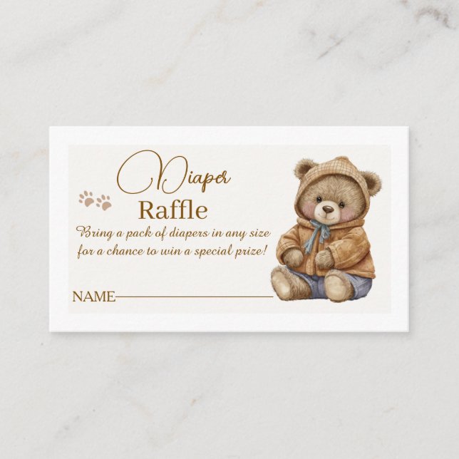 Carte D'accompagnement Tirage de couche Bébé Ours en Teddy Bohème Inserti (Devant)