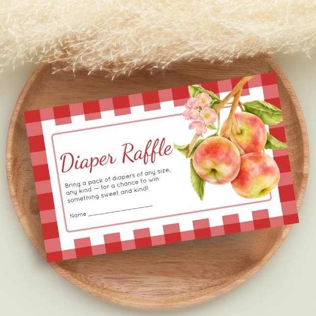 Carte D'accompagnement Tirage de couche Bébé Shower Gingham Apple of Our  (Apple Baby Shower Diaper Raffle)