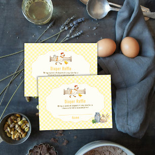 Carte D'accompagnement Tirage de couche bébé Shower poulet Gingham jaune