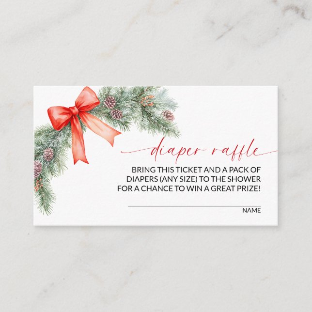Carte D'accompagnement Tirage de couche de Noël à ruban rouge  (Devant)