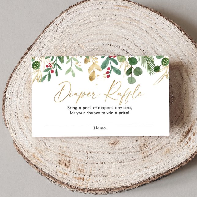 Carte D'accompagnement Tirage de couche de Noël feuillage verdure or roug (Créateur téléchargé)