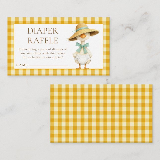 Carte D'accompagnement Tirage de couche Goose Yellow Gingham Baby Shower  (Devant / Derrière)