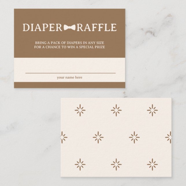 Carte D'accompagnement Tirage de couche marron noeud papillon (Devant / Derrière)