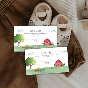 Carte D'accompagnement Tirage de couche pour bébé à la ferme avec tracteu