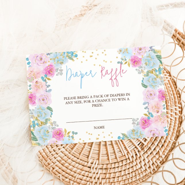 Carte D'accompagnement Tirage de couche rose bleu floral  (Créateur téléchargé)