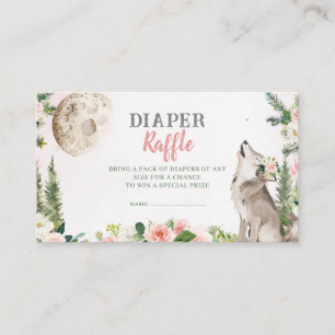 Carte D'accompagnement Tirage de couche rose floral forêt lunaire loup