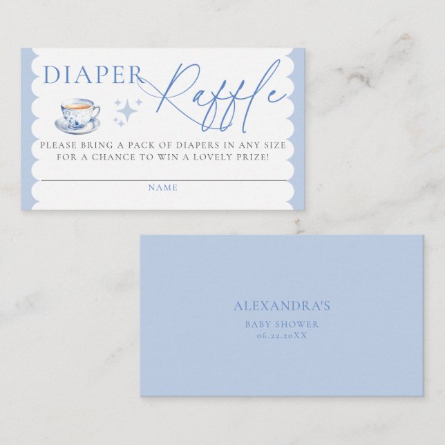 Carte D'accompagnement Tirage de Couches à Thème Thé Garçon Baby Shower (Devant / Derrière)