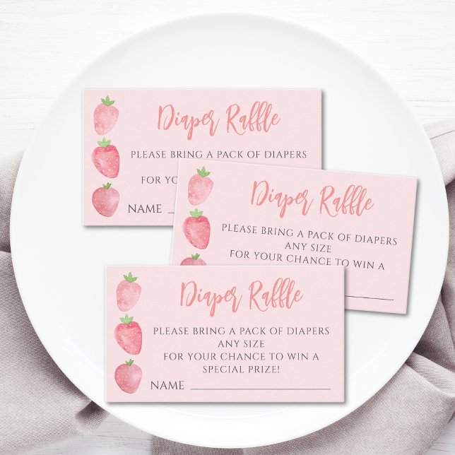 Carte D'accompagnement Tirage de Couches Bébé Fille Fête à Thème Fraise (Créateur téléchargé)