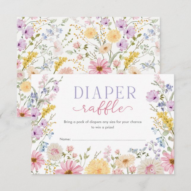 Carte D'accompagnement Tirage de Couches Bébé Fleurs de Printemps en Fleu (Devant / Derrière)