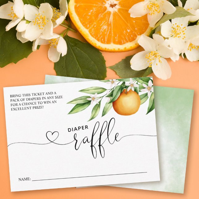 Carte D'accompagnement Tirage de Couches Bébé Orange Mignon Shower (Win big with our Little Cutie Diaper Raffle Card - bring a pack of diapers and enter to win!)