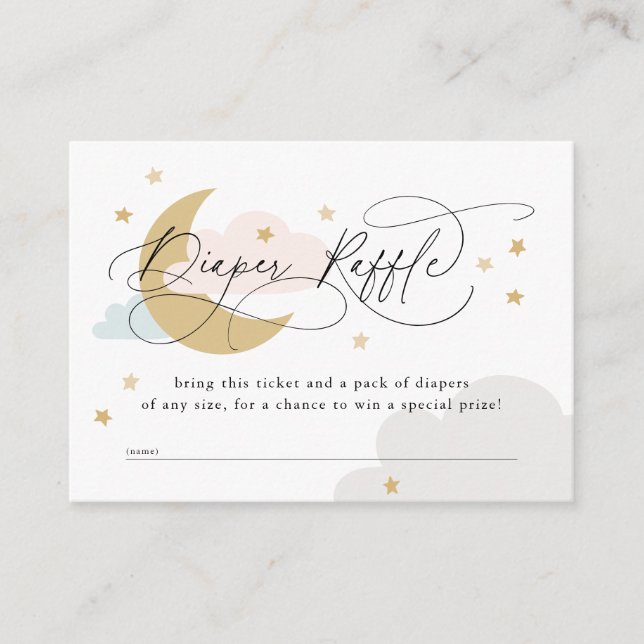 Carte D'accompagnement Tirage de couches bébé Rose Bleu Lune et Etoiles B (Devant)